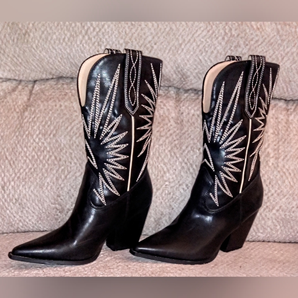 Oasis Society Black Western Dress Boots 7.5 - Picture 2 of 7